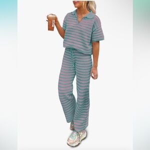 Striped Knit Set in Pink and Blue